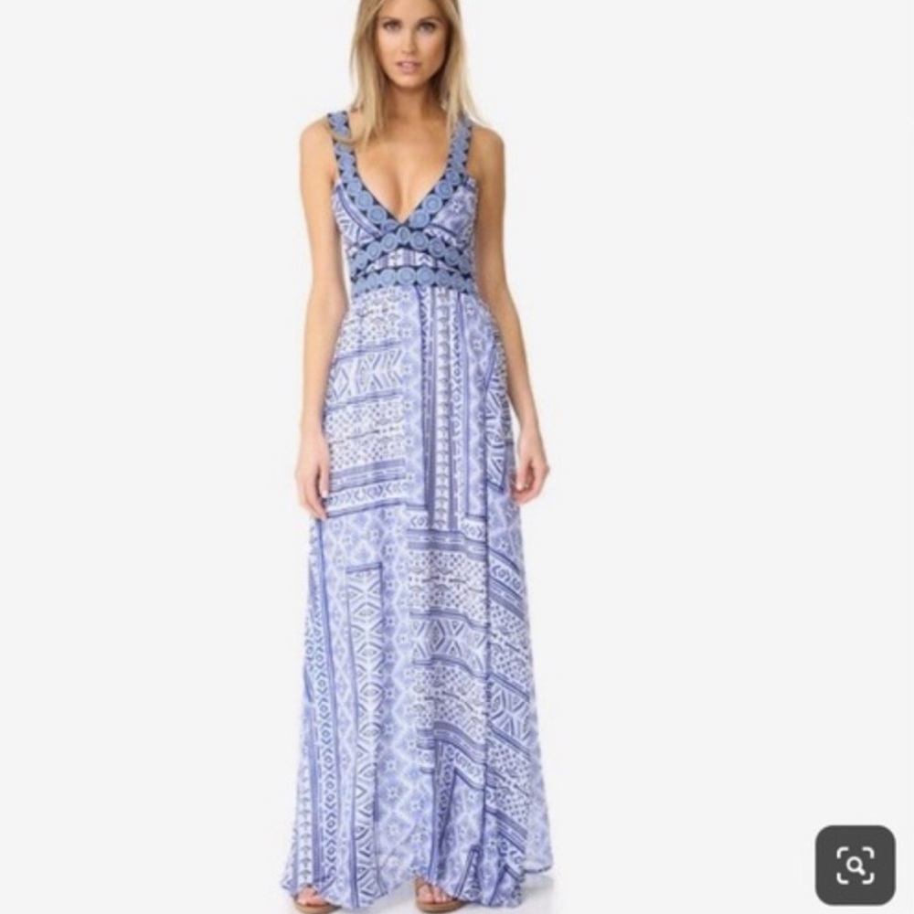 Blue Patterned Mini Dress - image 1